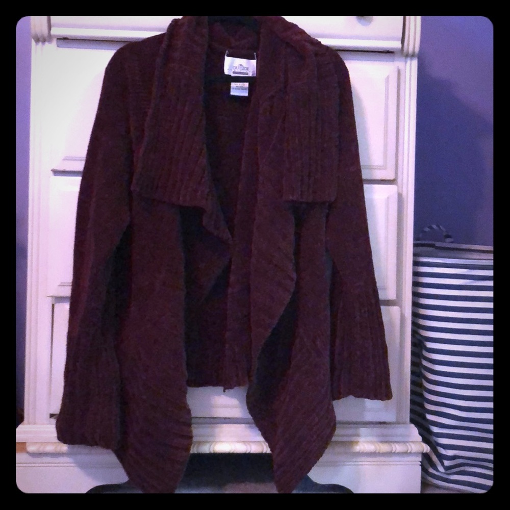 Soft maroon cardigan sweater